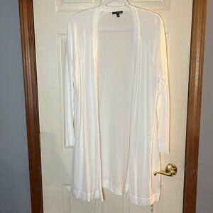 Eileen Fisher women’s XL Open Front long semi-sheer lightweight White Cardigan